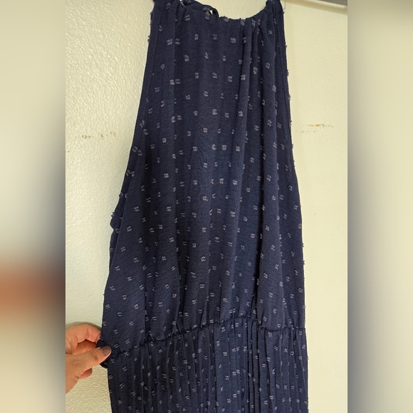 Pretty Garden Navy Swiss Dot Halter Neck Maxi Dress Size Small - Picture 4 of 9